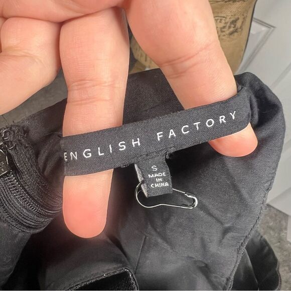 Sz S English Factory Black Sparkle Glitter Empire Tulle & Organza Top NWOT $85 - Picture 10 of 12